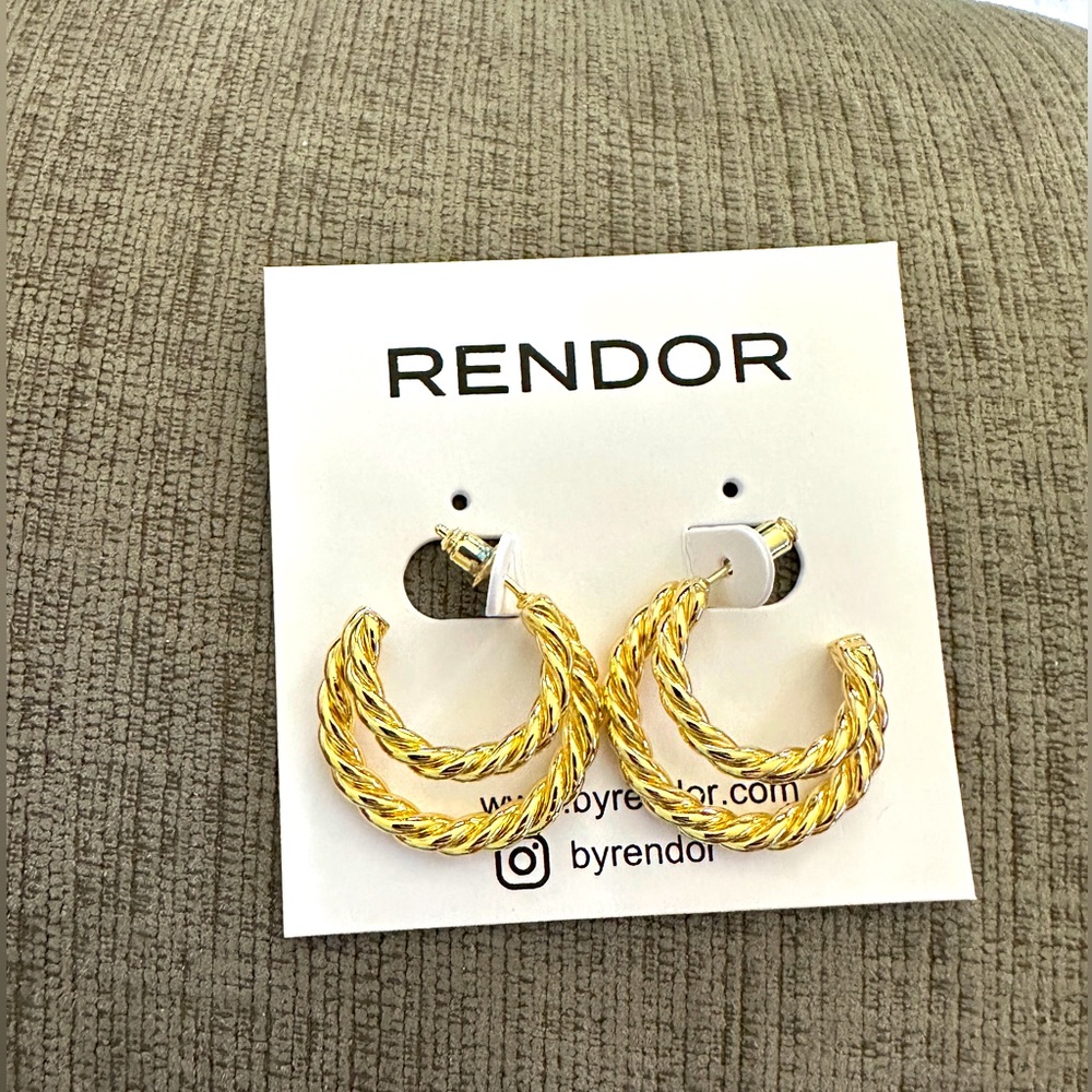 Gold Rendor Twisted Hoop Earrings 14k Sterling NWT
